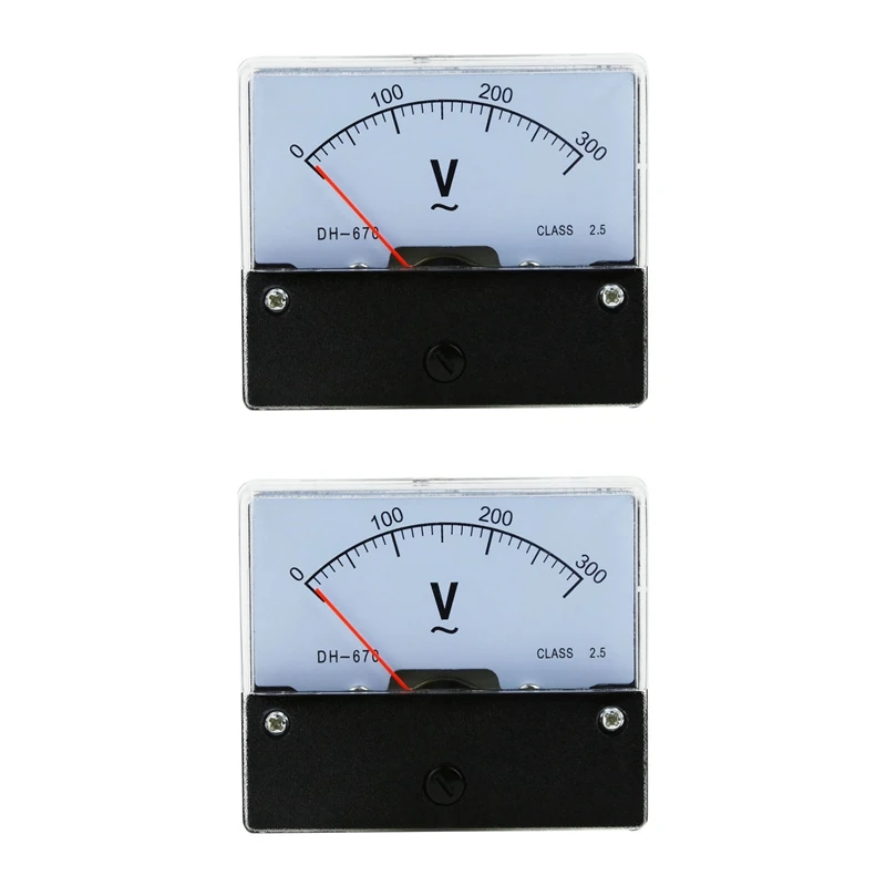 2X Прямоугольный измеритель аналогового напряжения переменного тока 0-300 В, панельный вольтметр DH670 Изображение 0