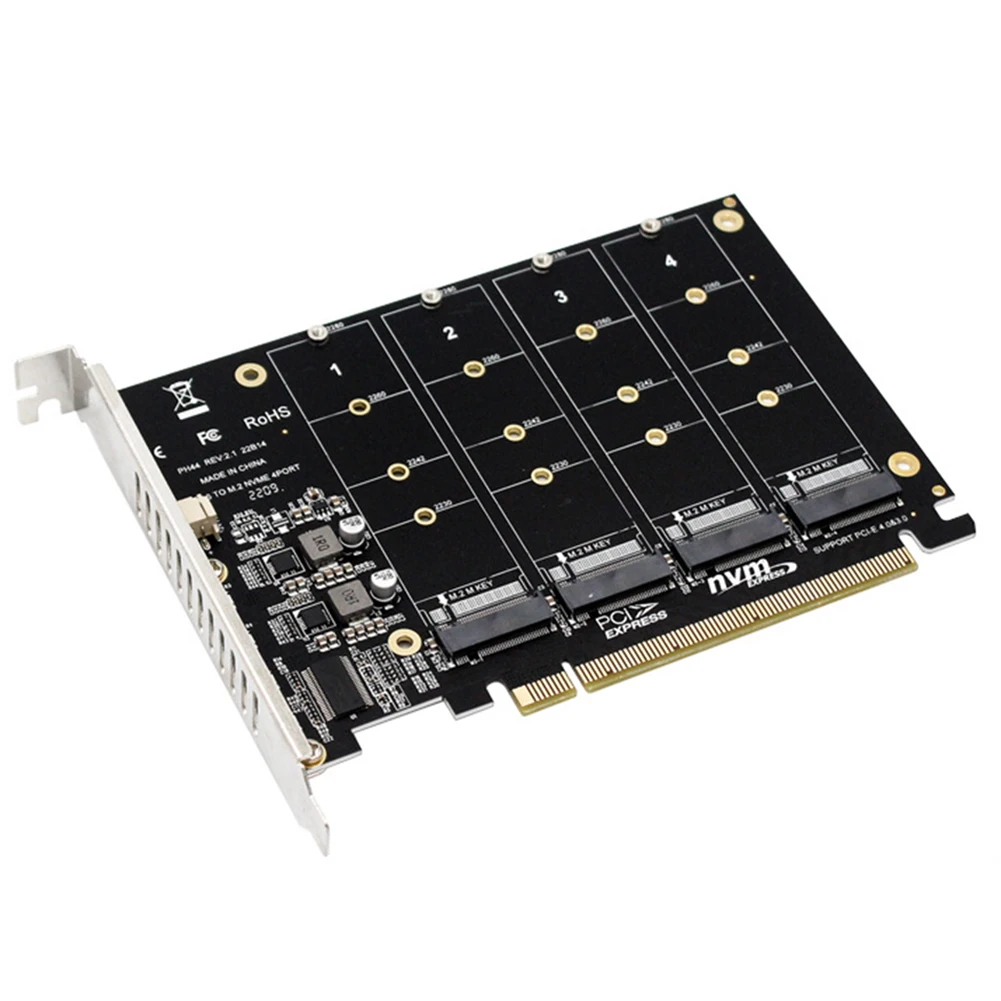 4 Порта M.2 NVME SSD для чтения карт расширения PCIE X16 Поддержка 2230/2242/2260/2280 Поддержка M.2 PCI-E SSD/M.2 Device NVME Protocol Изображение 0