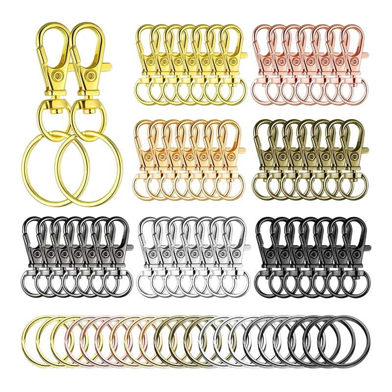 50 Комплектов поворотных застежек, набор защелкивающихся крючков для шнурков с кольцами для ключей, металлические крючки для брелоков для ювелирных изделий DIY Craft Изображение 0