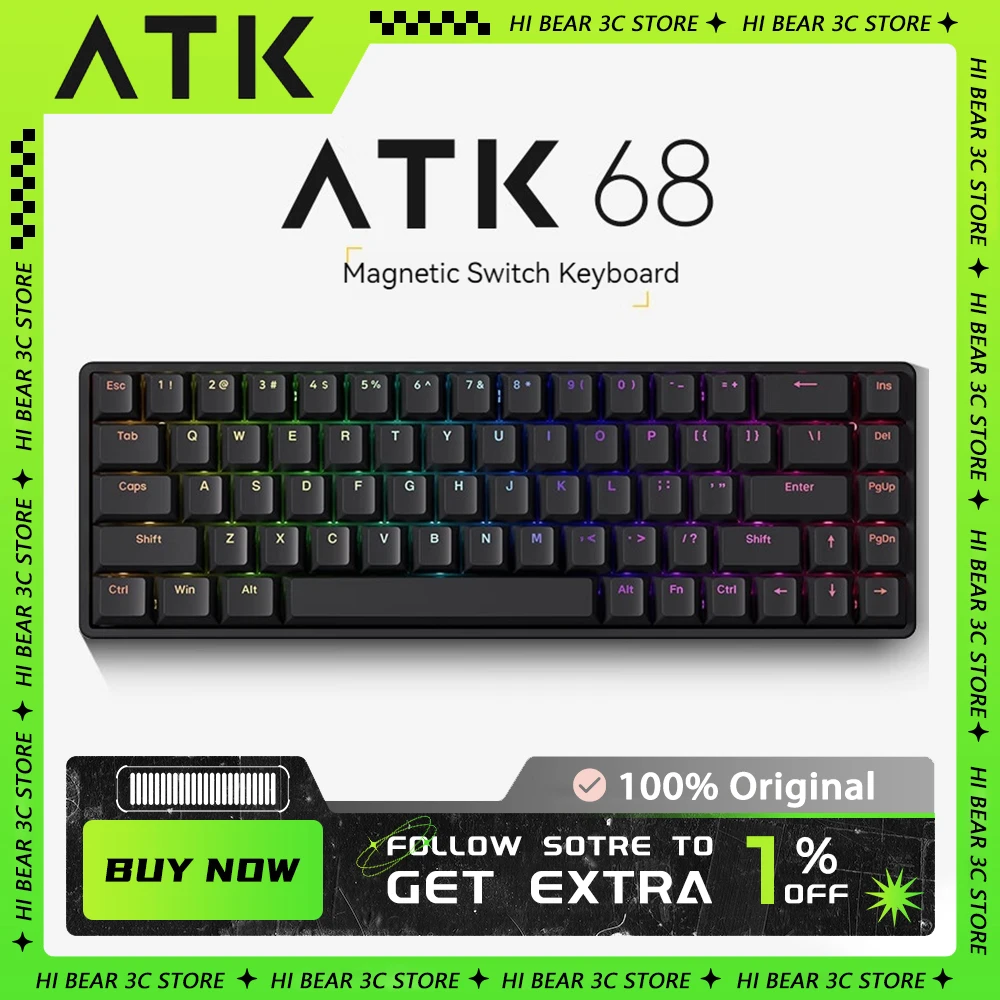 ATK ATK68 Игровая Клавиатура С Магнитным Переключателем SMART SPEED X Quick Trigger Механическая Клавиатура Из Алюминиевого Сплава RGB Pc Gamer Varolant Изображение 0