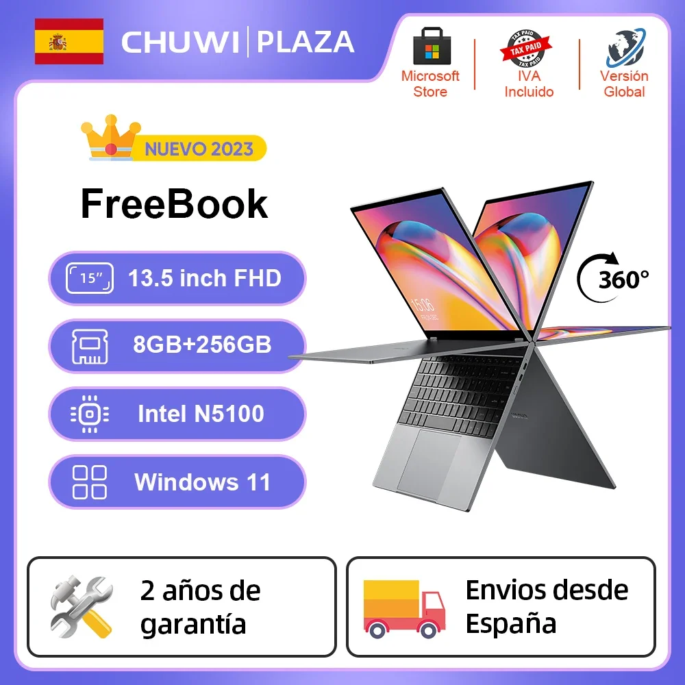 CHUWI FreeBook 360 ° Ноутбук Планшет с 13,5-дюймовым Сенсорным экраном FHD Windows 11 Intel Celeron N5100 Четырехъядерный Процессор 8 ГБ 256 ГБ Поддержка стилуса Изображение 0
