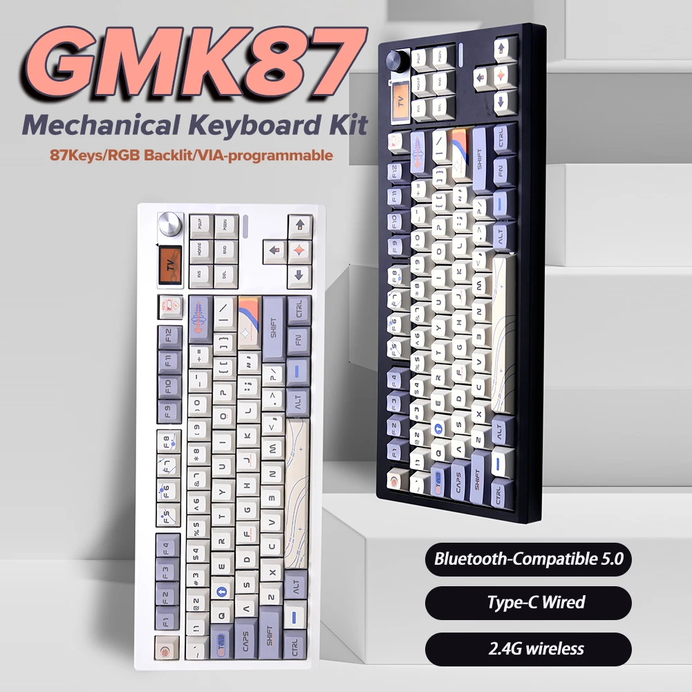 GMK87 GMK67 Комплект механической клавиатуры Эргономичная клавиатура 87Keys Hotswap 3 режима, Совместимый с Bluetooth / 2,4 ГГц/ Type-C для Win/ Mac Изображение 0