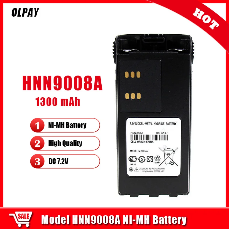 HNN9008A NI-MH Аккумулятор 2000 мАч 7,2 В Совместим с GP328 GP338 GP340 HNN9008 HNN9008AR HNN9008H HNN9009 HNN9012 Портативная рация Изображение 0