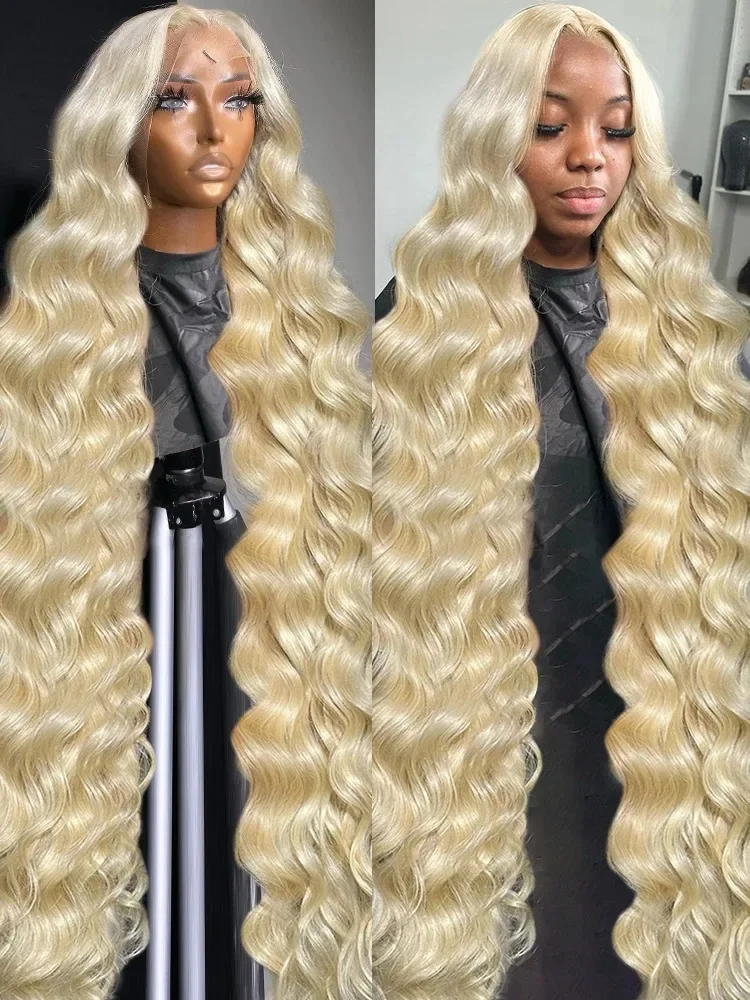 Luvin 36 дюймов 13x4 HD Прозрачные объемные волнистые парики из человеческих волос с кружевом спереди 613 Медовый блонд 13X4 парик с кружевом спереди для женщин Изображение 0