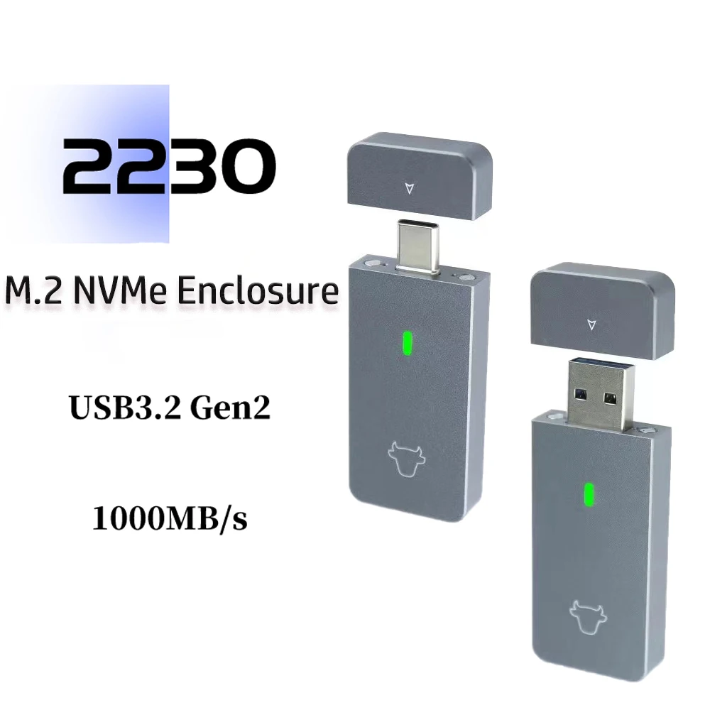 M.2 NVMe 2230 SSD Корпус USB A USB C Адаптер 10 Гбит/с USB3.2 Gen2 Портативная Коробка для M2 2230 NVMe SN740/530/PM991a/BG4/BC711 Изображение 0