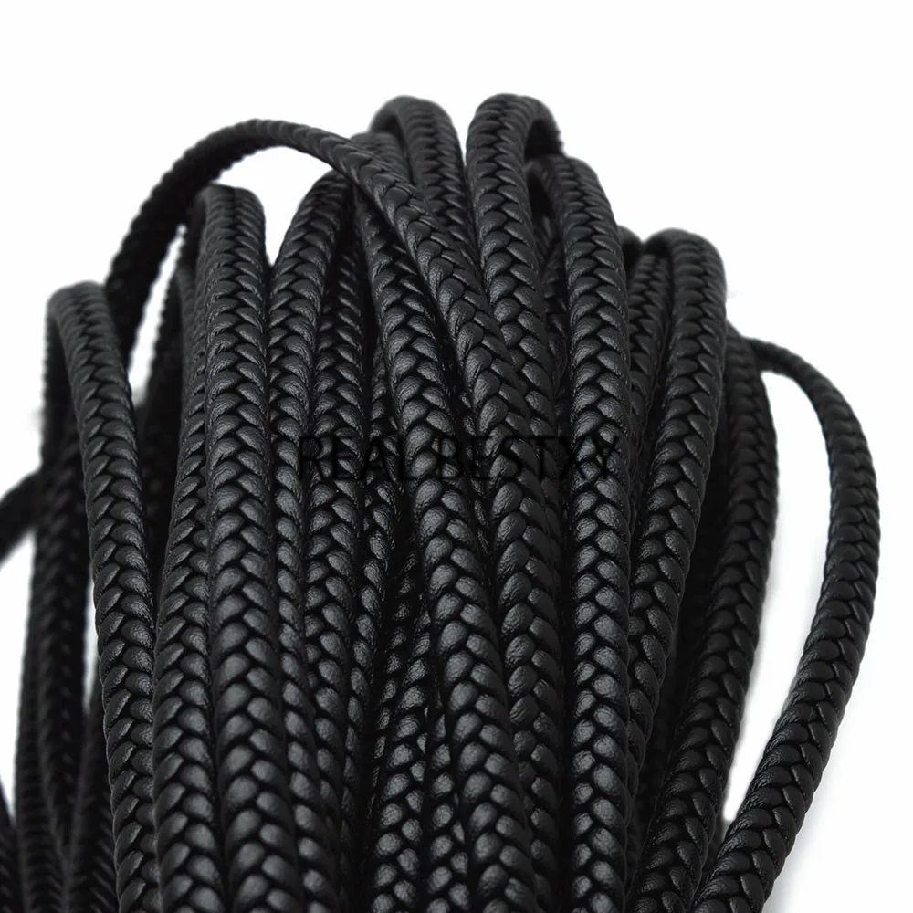 REAL BESTXY 1 метр 7*3 мм черные плоские плетеные кожаные шнуры для ожерелья, браслетов, ювелирных изделий, изготовленных своими руками, кожаные нити, веревки, шнурки Изображение 0