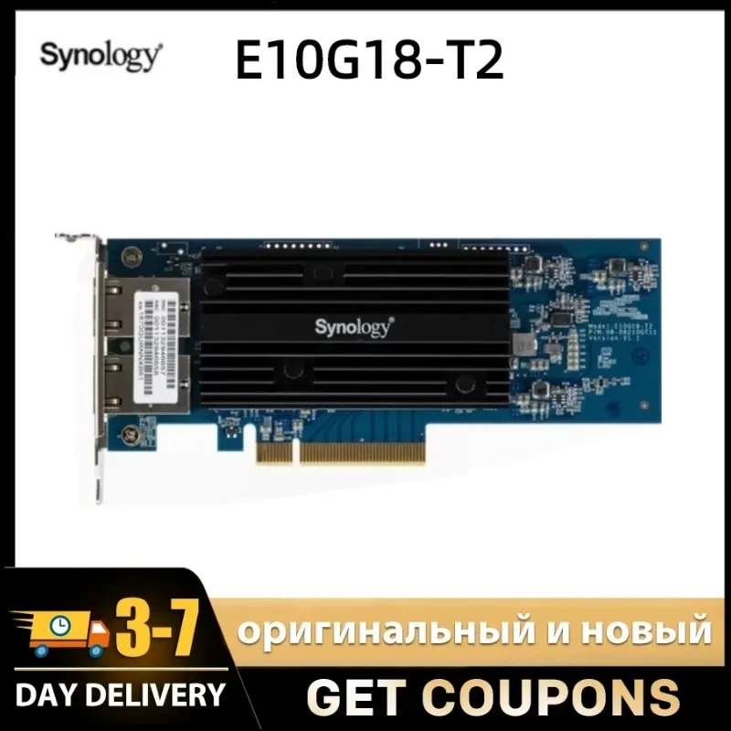 Synology E10G18-T2 Двухпортовая карта расширения PCIe со скоростью 10 Гбит/с, 2 порта Ethernet RJ45 со скоростью 10 Гбит/с для отдельных NAS-серверов Synology Изображение 0
