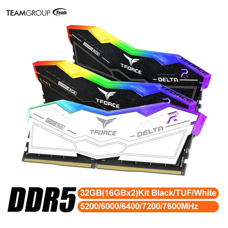 TEAMGROUP T-Force Delta RGB DDR5 Ram 2x16GB 5200 6000 6400 7200 7600 МГц Настольный Модуль Памяти Ram для Чипсета Серии 600 700 Изображение 0