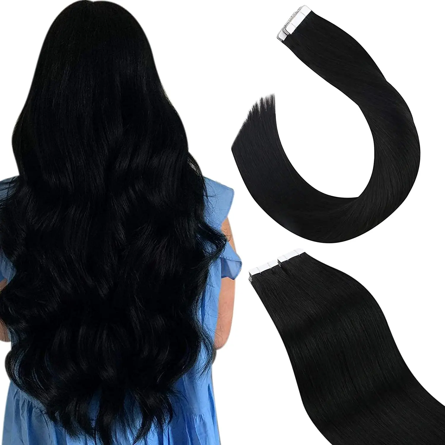 Ugeat Лента для наращивания волос Из натуральных прямых волнистых волос высокого качества для салонов красоты Для женщин Remy Hair Изображение 0