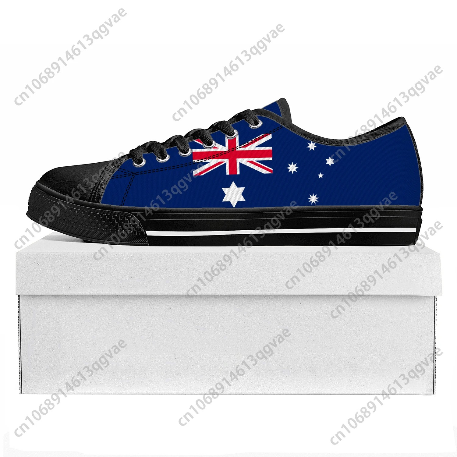 Австралийский флаг Низкие высококачественные кроссовки Мужские женские подростковые парусиновые кроссовки Prode Повседневная обувь для пары На заказ Изображение 0