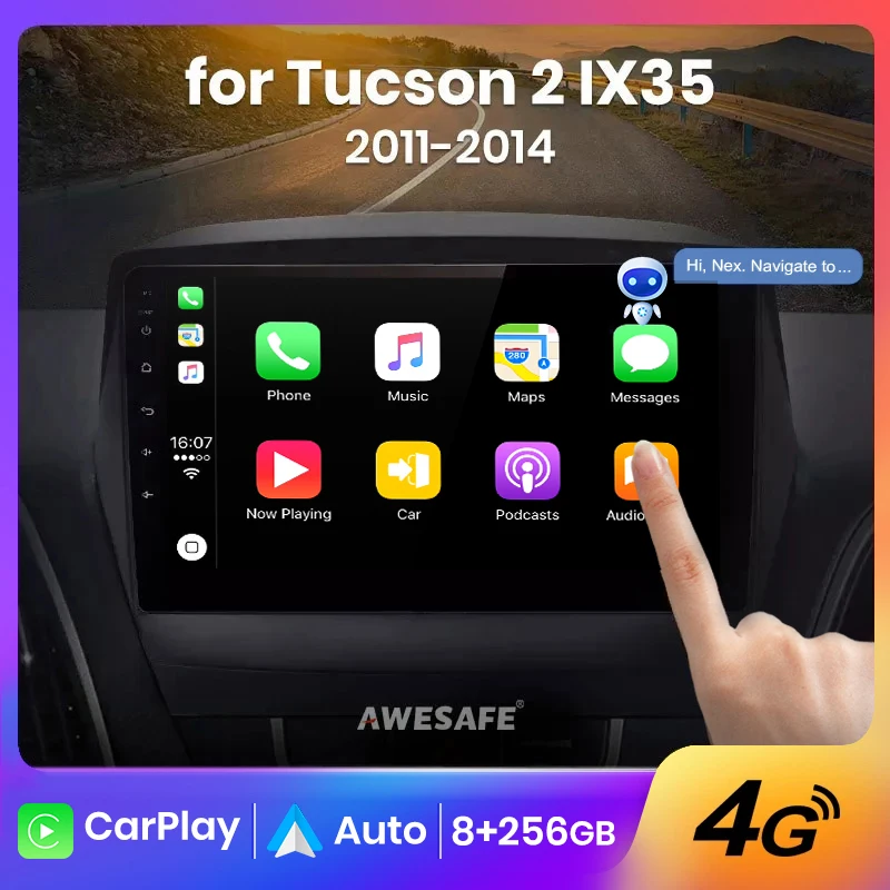 Автомагнитола AWESAFE PX9 Plus для Hyundai Tucson 2 ix35 2009 - 2015 беспроводной CarPlay Android Auto No 2 din 2din DVD Изображение 0