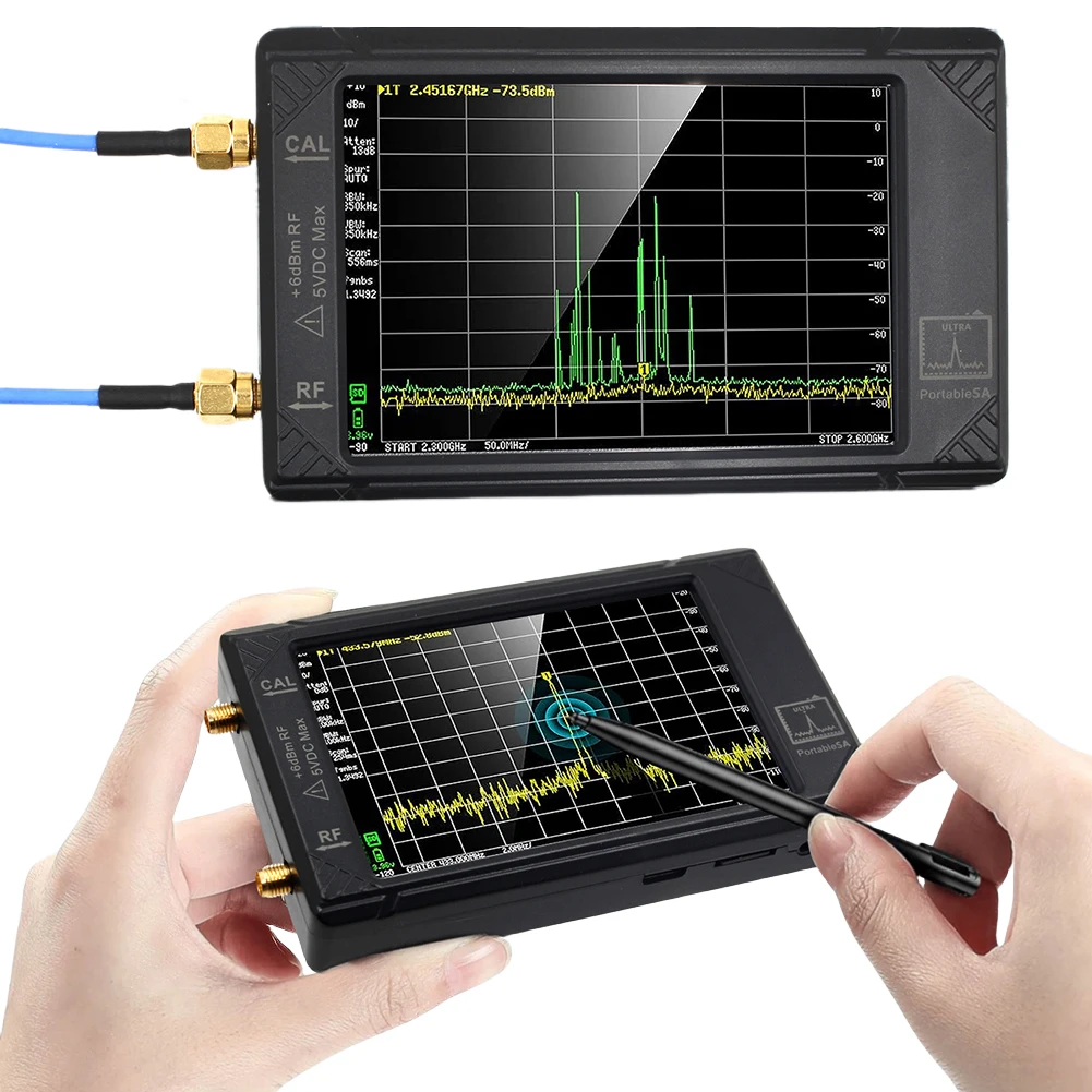 Анализатор спектра TinySA 100 кГц-5,3 ГГц с 4-дюймовым Дисплеем Частотный Анализатор Радиочастотный Генератор Ulrta Mode 32 ГБ Карта с батареей Изображение 0