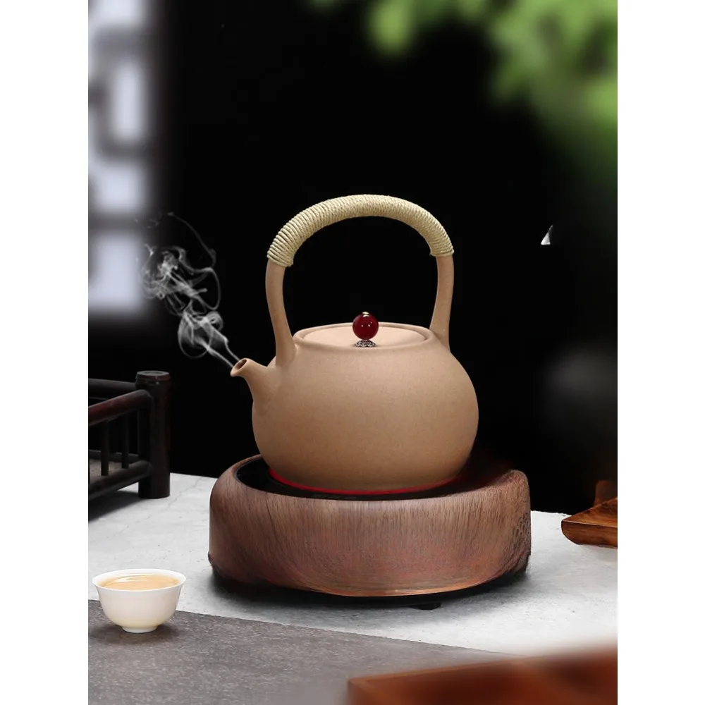 Бытовой горшок для здоровья, чайник для чая, керамическая встроенная ручка, защита от ожогов, открытое пламя, высокая термостойкость, необработанная рудная глина k Изображение 0