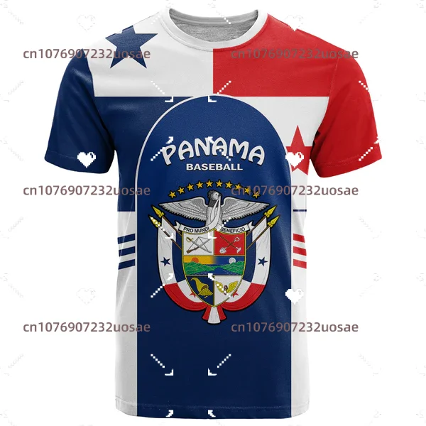 Весенне-летняя Новая мужская футболка с Флагом Панамы, Повседневная Модная Свободная футболка, Мужская и женская Футболка Оверсайз С круглым вырезом и коротким рукавом Изображение 0
