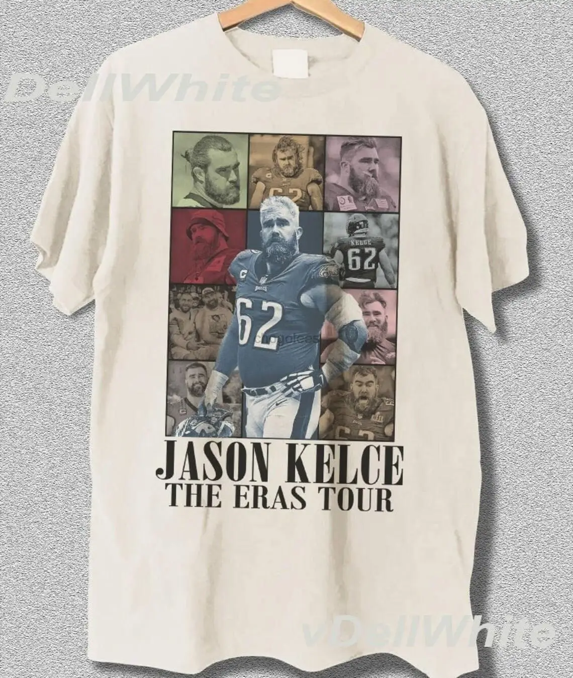 Винтажная футболка Jason Kelce с американским спортивным рисунком, ретро-толстовка, футболка-бестселлер 2023 года выпуска Изображение 0