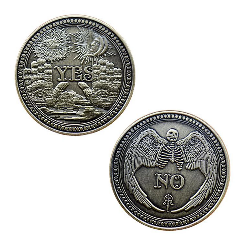 Готическая да, нет, счастливая монета из антикварного сплава, двухсторонний коллекционный сувенир, доллар Изображение 0