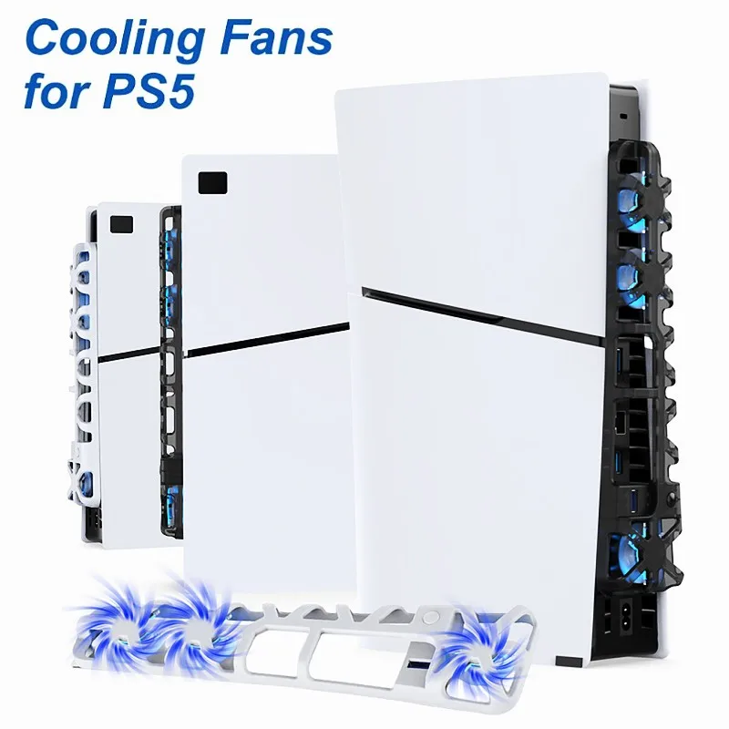 Для консоли PS5 Бесшумный вентилятор-кулер Охлаждающий вентилятор со светодиодной подсветкой USB для Playstation 5 Оба диска цифровых изданий Игровые аксессуары Изображение 0
