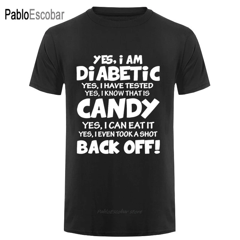 Забавная мужская футболка, мужская новинка, футболка, да, я диабетик, да, я тестировал, да, я знаю, что крутая футболка Изображение 0