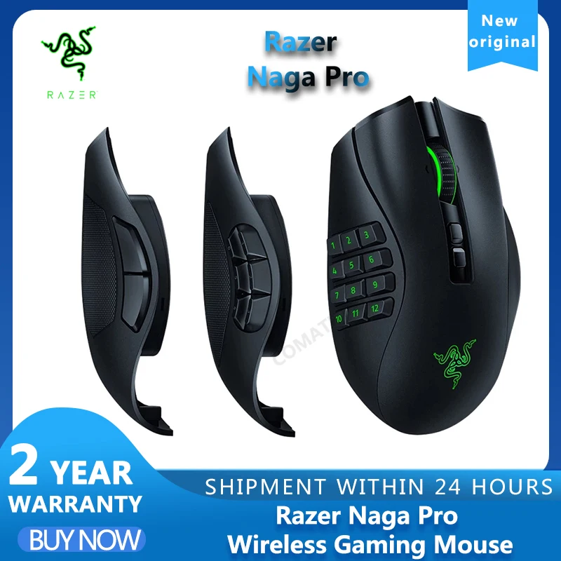 Игровая мышь Razer Naga Pro tanpa kabel, для киберспорта 12-дюймовая конфигурация fokus 20000 DPI Сенсор optik untuk PC Ноутбук Razer Naga Изображение 0
