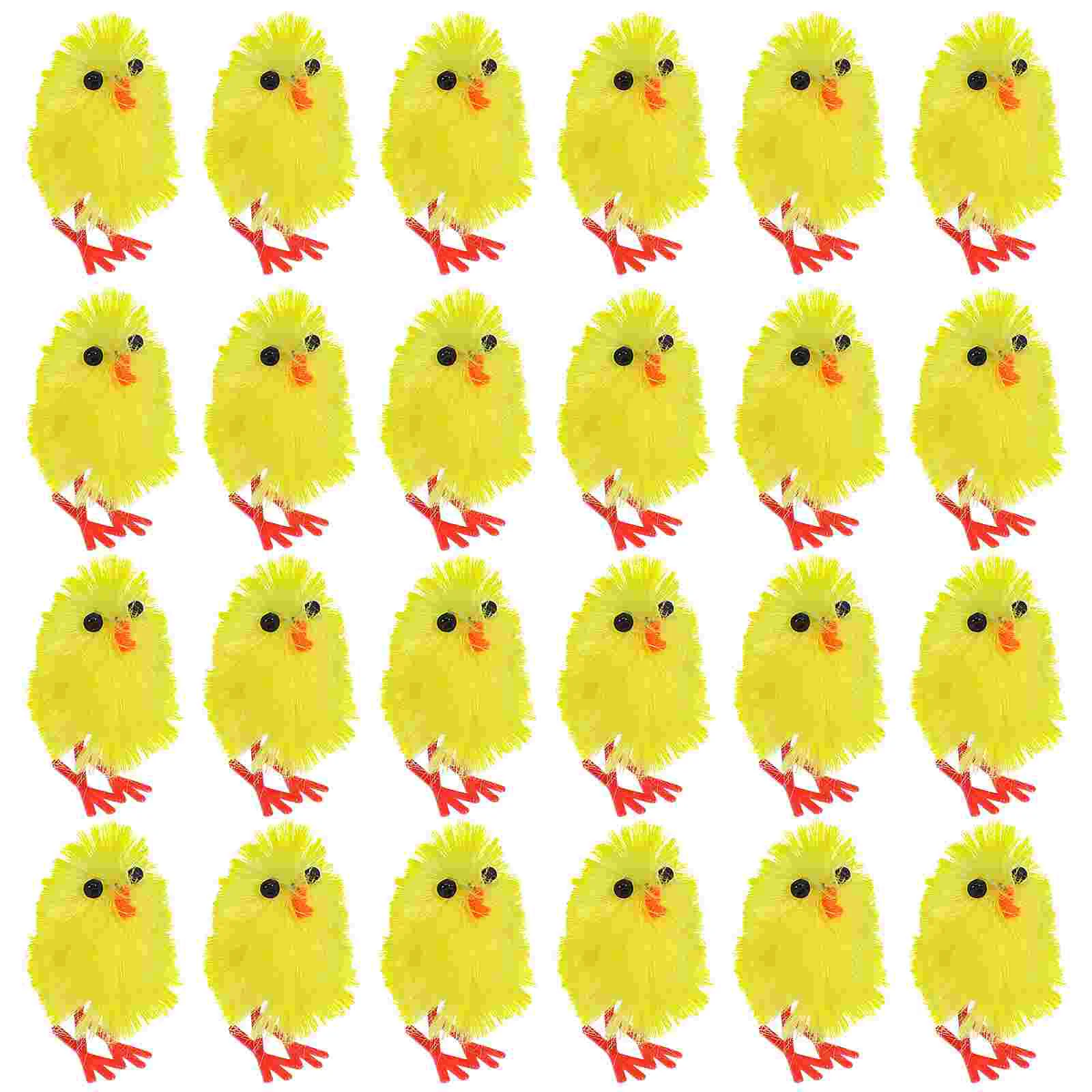 Имитация мини-пасхальных цыплят, искусственная плюшевая желтая курица, настольное украшение для весенней вечеринки Изображение 0