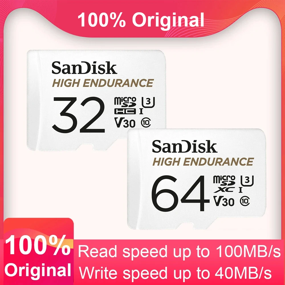 Карта памяти SanDisk HIGH ENDURANCE microSDXC C10 U3 V30 4K HD 32GB 64GB 128G 256G макс. до 100 МБ/с. Карты Micro SD для Телефона Camare Изображение 0