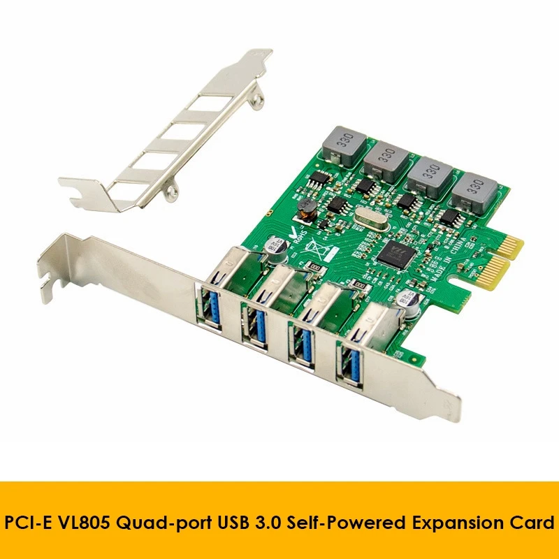 Карта расширения PCI-E X1 4 порта USB 3.0 Master Карта расширения 5 Гбит/с Riser Card VL805 Карта Адаптера чипа Изображение 0