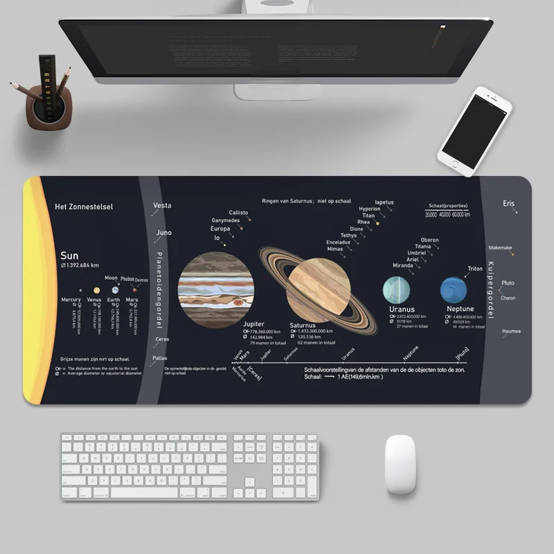 Коврик Для Мыши Space Planet Игровой Настольный Большой Резиновый Коврик Для Клавиатуры Мышь Нескользящий Дизайн Замок Край Компьютерный Коврик Подарок На День Рождения Изображение 0