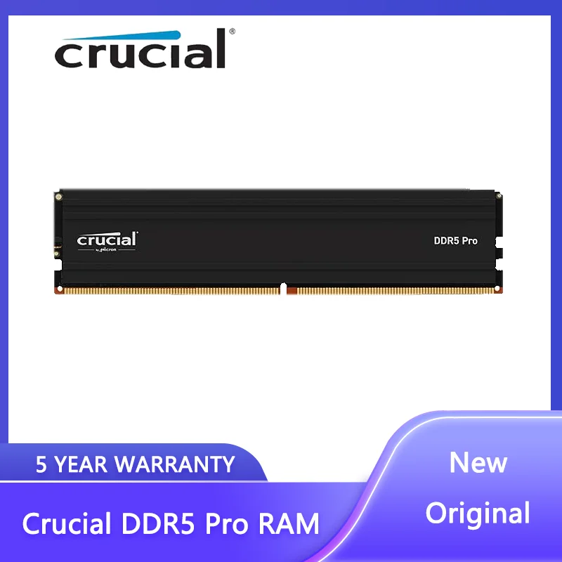 Комплект оперативной памяти Crucial Pro 32 ГБ (2x16 ГБ) DDR5 DDR4 5600 Мбит / С (или 5200 Мбит / С, или 4800 Мбит / С) для настольных игровых киберспортивных ПК Изображение 0