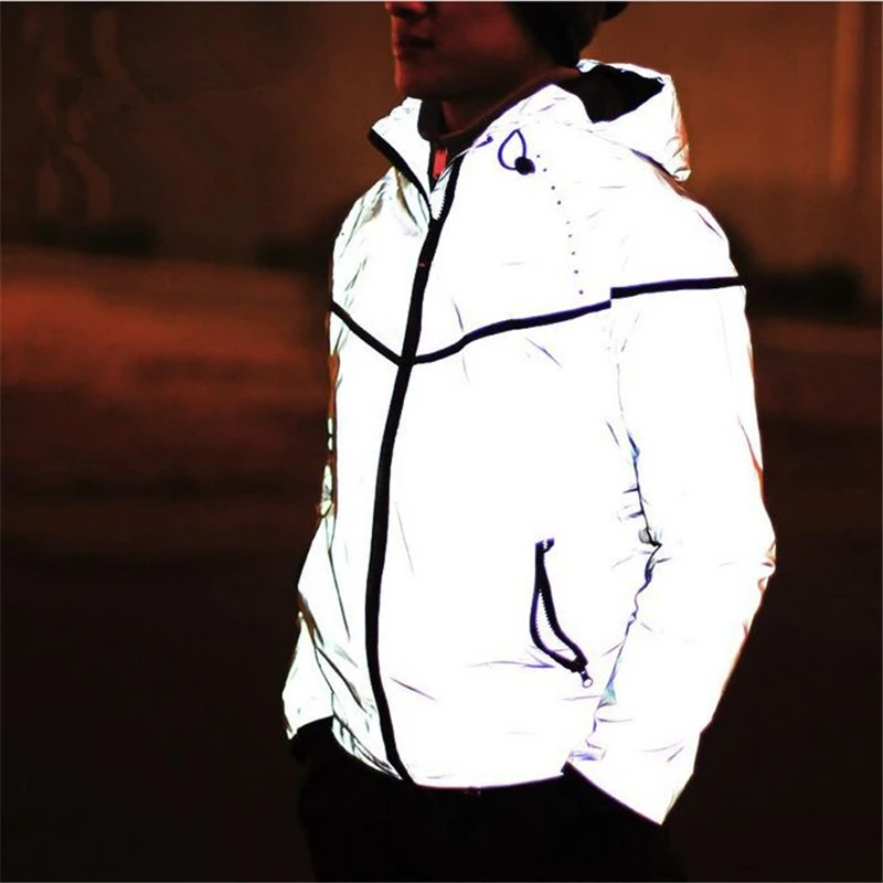 Мужская светоотражающая куртка ABOORUN 3 М, флисовая водонепроницаемая ветровка, куртка в стиле хип-хоп для пар W2181 Изображение 0