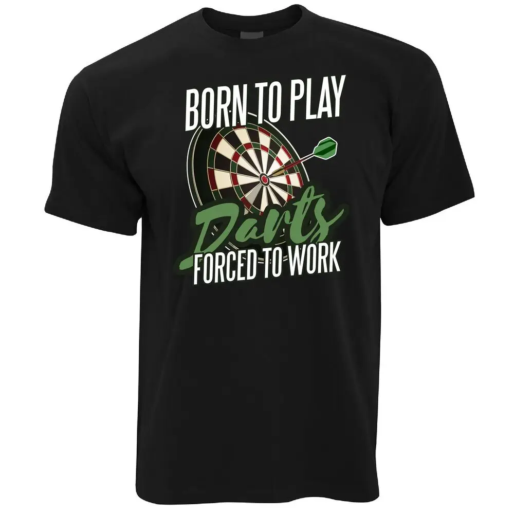Мужская футболка Born to Play Darts Forced to Work с надписью Pub Sports Tee(1) Изображение 0