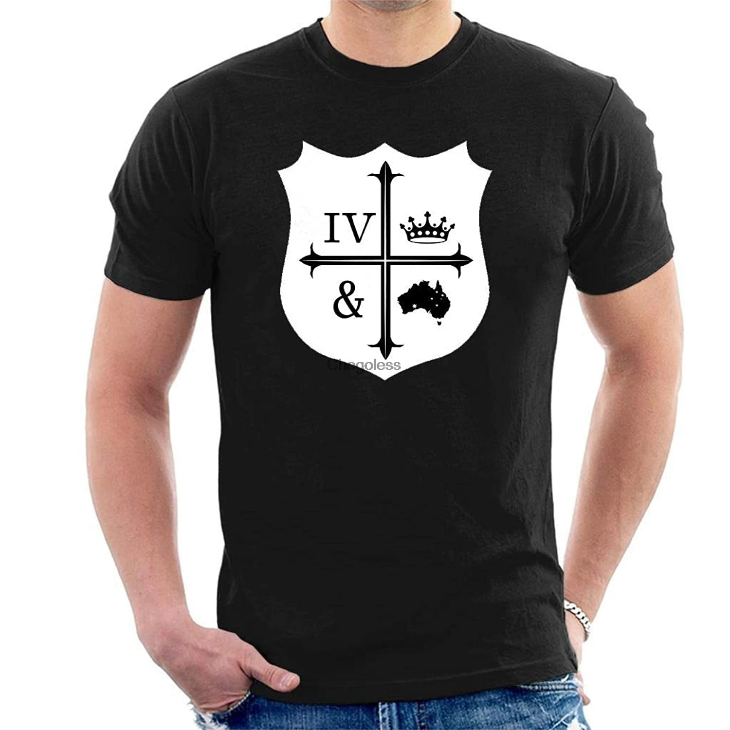 Мужская футболка с белым логотипом King and Country, черная Классическая крутая футболка Изображение 0