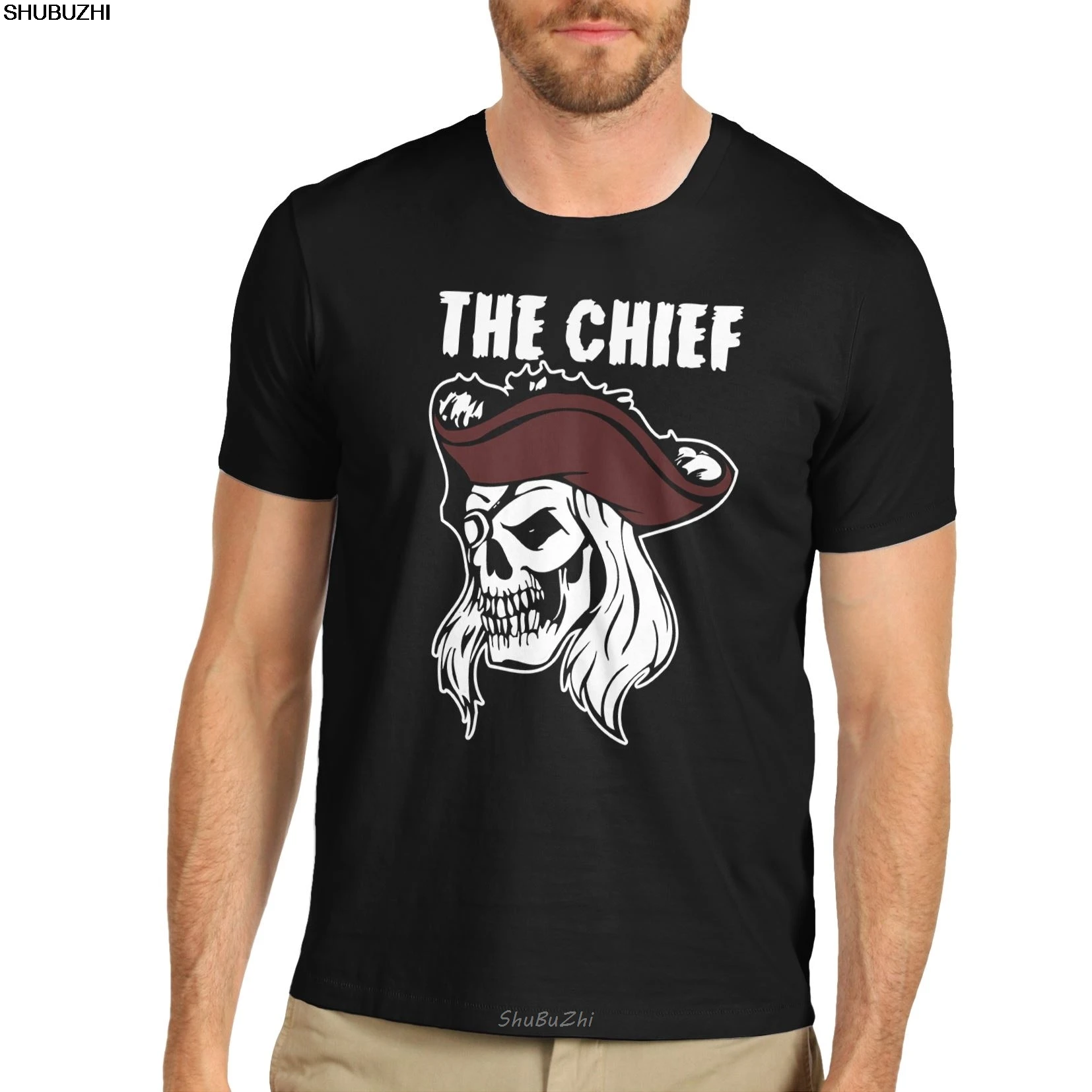 Мужская Хлопковая футболка The Chief Pirate Skull Премиум-класса, Крутая Повседневная футболка, мужская Унисекс, Новая футболка Свободного размера, топ sbz3115 Изображение 0