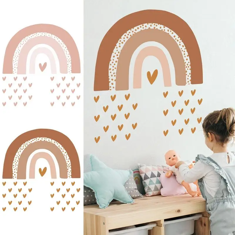 Мультяшная Радужная наклейка на стену в виде сердца Любви, Фон детской комнаты, наклейки для украшения дома, обои, Комбинированные наклейки для спальни Изображение 0