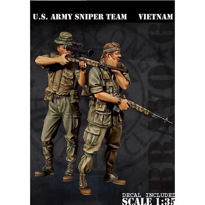 Набор моделей из смолы в масштабе 1/35 Современная Военная Снайперская команда Армии США (2 Фигурки) Игрушки в Разобранном виде и Неокрашенные Своими Руками Изображение 0