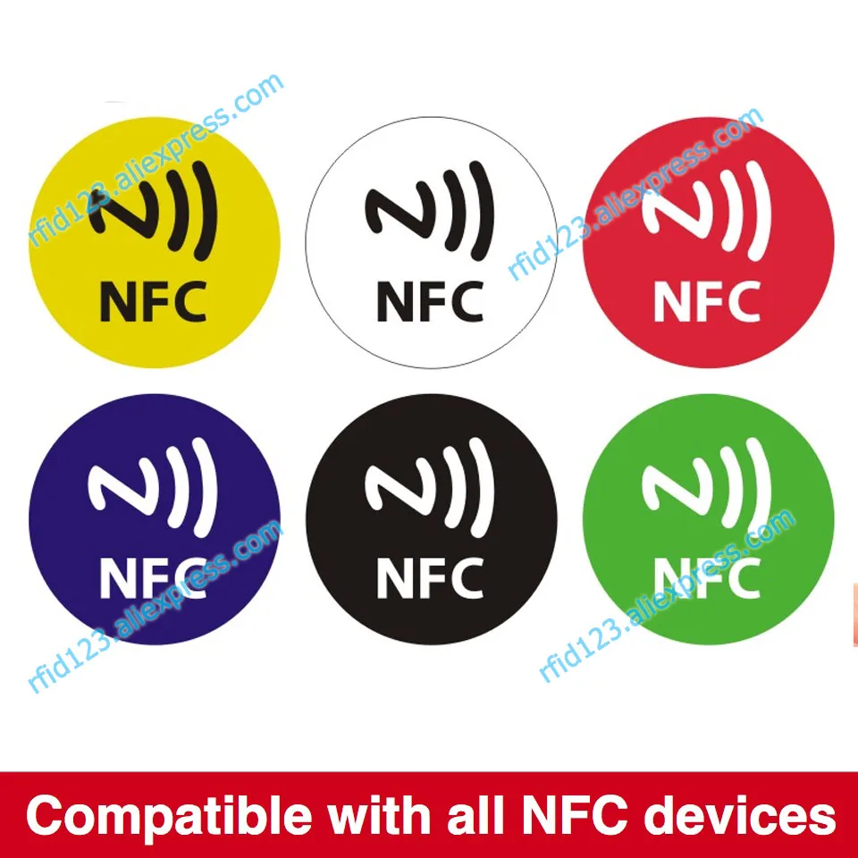 Наклейка NFC Ntag213 13,56 МГц NTAG 213 Универсальная Этикетка RFID-метка с памятью 144 байта Изображение 0