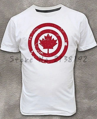новая мужская футболка с рисунком Captain Canada, хлопковая футболка классического дизайна, КРУТАЯ футболка, мужские футболки Изображение 0