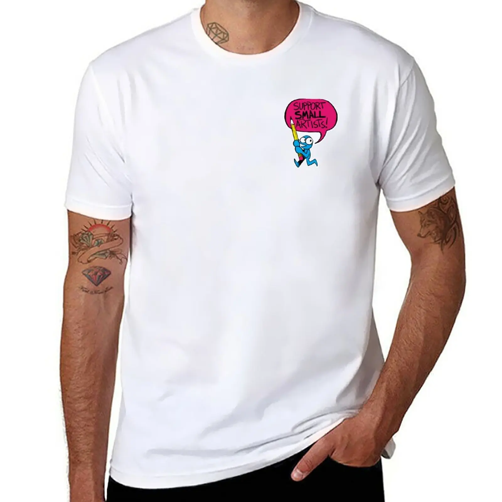 Новая поддержка маленьких художников! (миниатюрная версия) Мужская футболка, мужская одежда большого размера, футболка большого размера Изображение 0