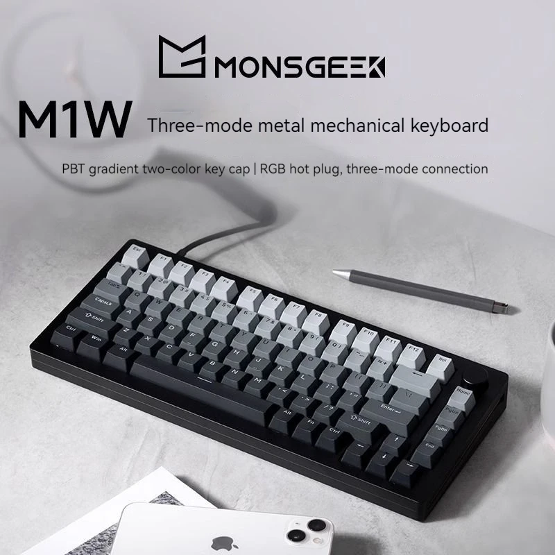 Новая Трехрежимная Механическая Клавиатура Monsgeek M1w С Отделкой из Алюминия Tuotuo Customized Hot Plug для киберспортивной игры Rgb Gradient Keyboard Изображение 0