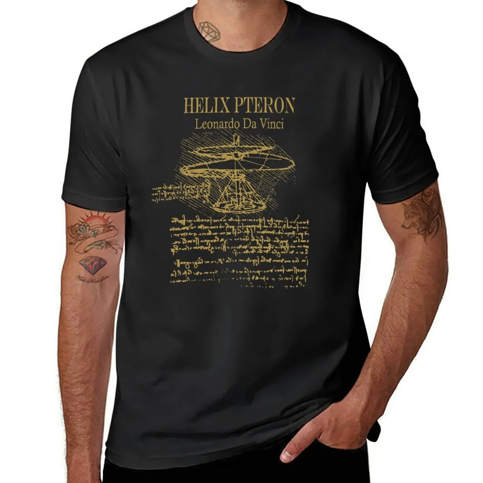 Новая футболка Leonardo da Vinci - Helix Pteron - Propeller - Helicopter, летние топы, футболки для мальчиков, мужские белые футболки Изображение 0