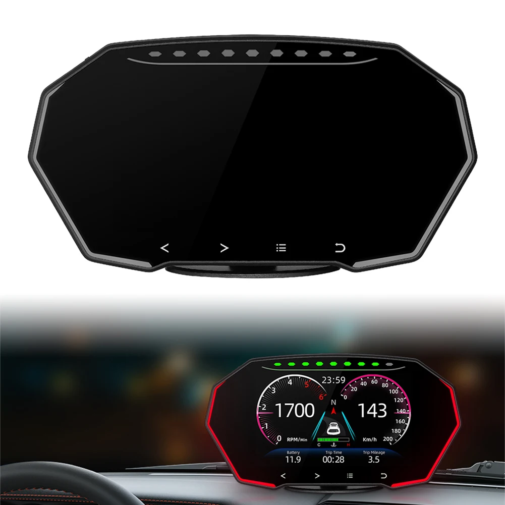 Новейший Автомобильный Hud OBD2 + GPS Головной Дисплей Smart Gauge Цифровой Одометр ЖК-Дисплей Экран Счетчика Автомобильные Электронные Аксессуары Изображение 0