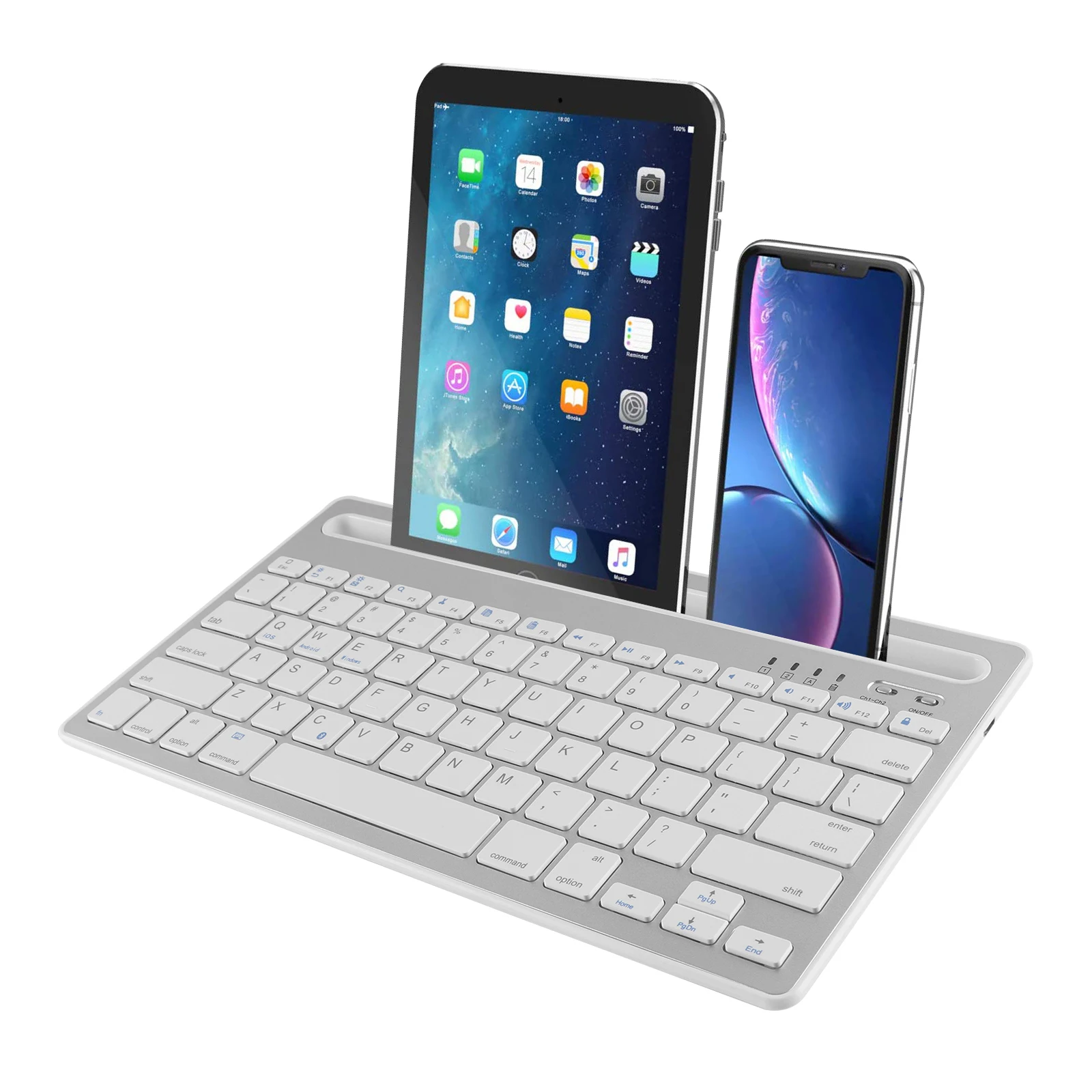 Планшетная Беспроводная Клавиатура Bluetooth-Клавиатура Перезаряжаемая Клавиатура с Держателем Для Телефона iPad Slim MuteKeyboard Для IOS Android Windows Изображение 0