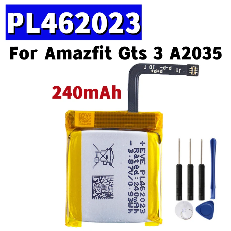 Полимерный литий-ионный аккумулятор PL462023 емкостью 240 мАч для смарт-спортивных часов Amazfit Gts 3 A2035 + бесплатные инструменты Изображение 0