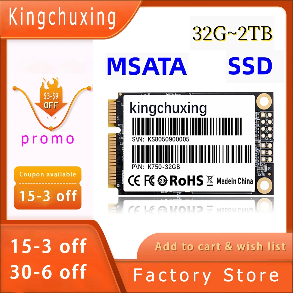 Рекламный Kingchuxing SSD MSATA SSD 2 ТБ Твердотельный Диск 1 ТБ 512 ГБ 256 ГБ 128 ГБ Жесткий Диск для Ноутбуков Ноутбук SSD Изображение 0