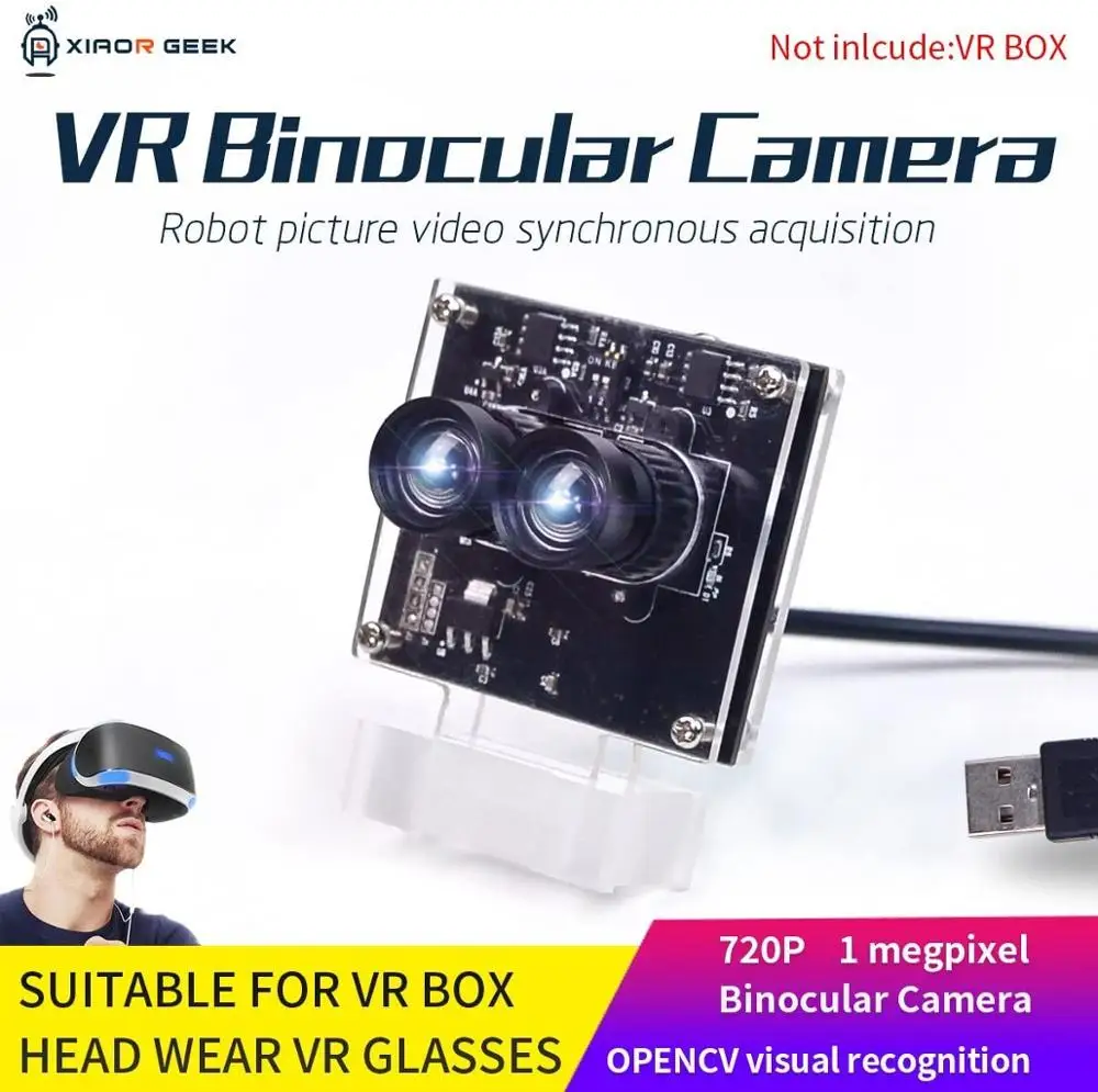Роботизированная Камера VR-Камера с USB-Кабелем, Широкоугольный Объектив 720P 1MP Бинокулярной Роботизированной Камеры Изображение 0