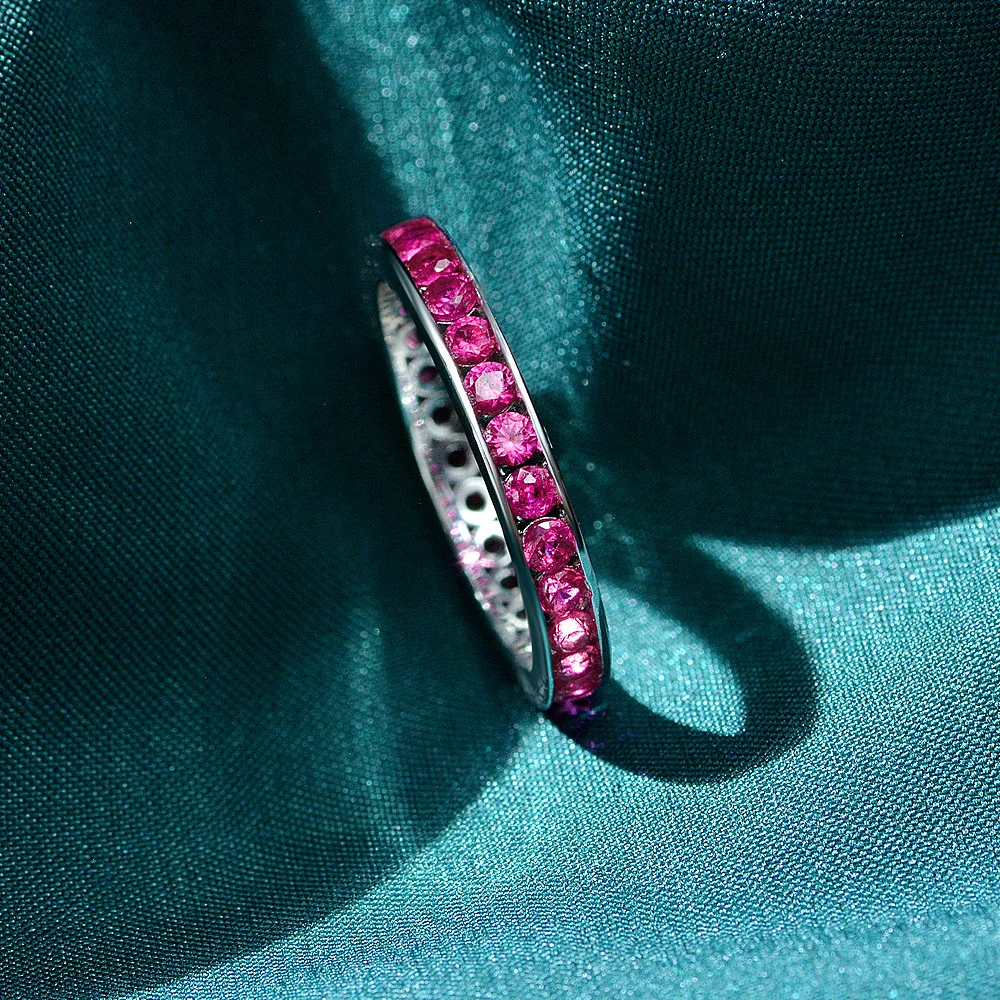 Рядное кольцо S925 Комплект кубического циркония Круглое 2,25 мм Женское кольцо Модные украшения Изображение 0
