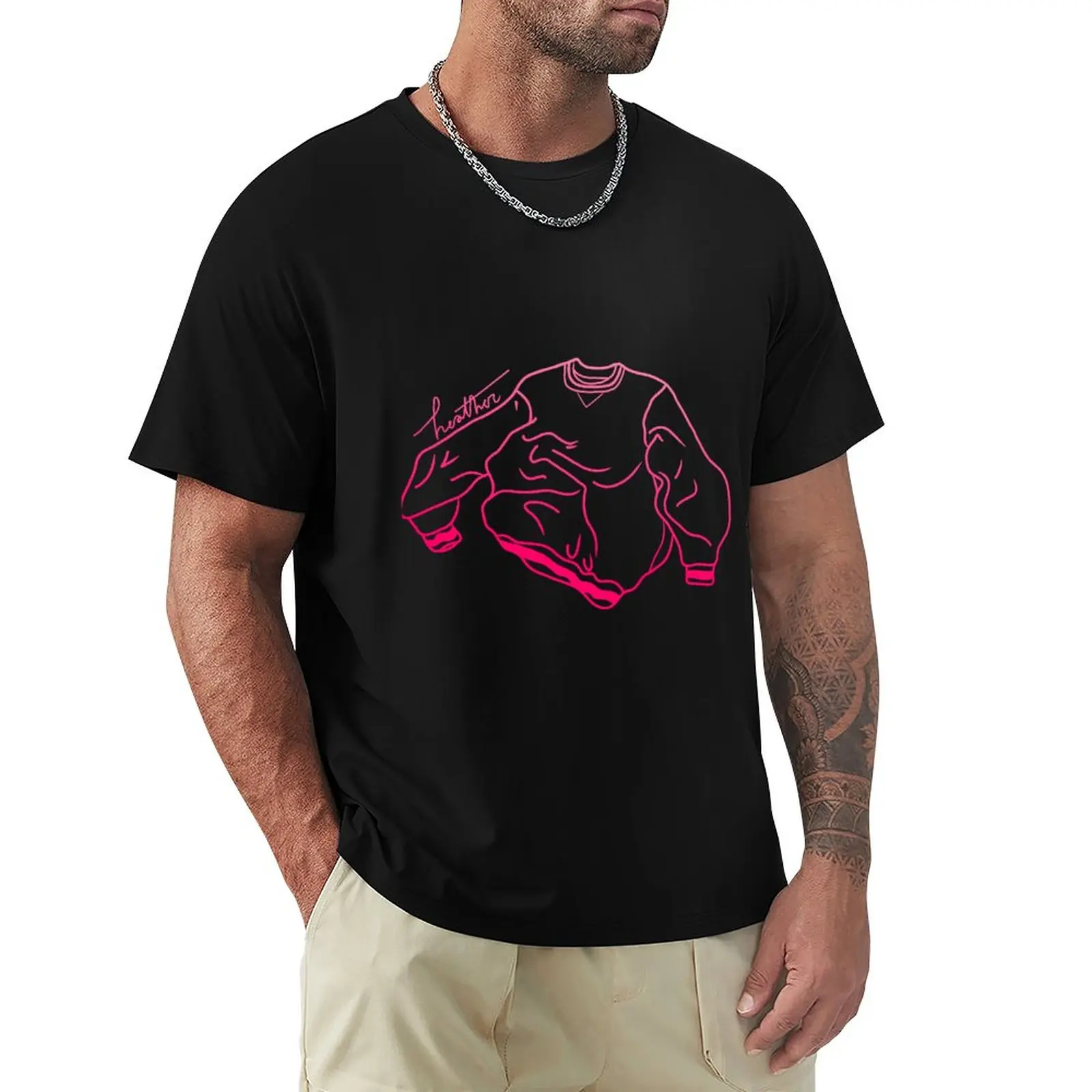 Свитер с вереском, розовая футболка с рисунком для мальчиков, большие размеры, мужские футболки с рисунком больших и высоких размеров Изображение 0