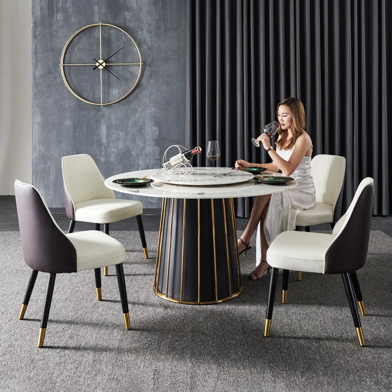 Современный минималистский домашний мраморный круглый обеденный стол на 6 персон Изображение 0
