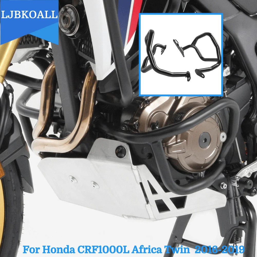 Стальной бампер мотоцикла, Нижняя Аварийная планка, Защитный Бампер двигателя для Honda CRF1000L Africa Twin 2016 2017 2018 2019 Аксессуары Изображение 0