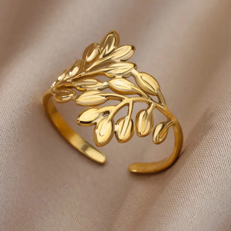 Французские выдалбливают кольца Открытое кольцо для Female18K Позолоченные женские украшения из нержавеющей стали Изображение 0