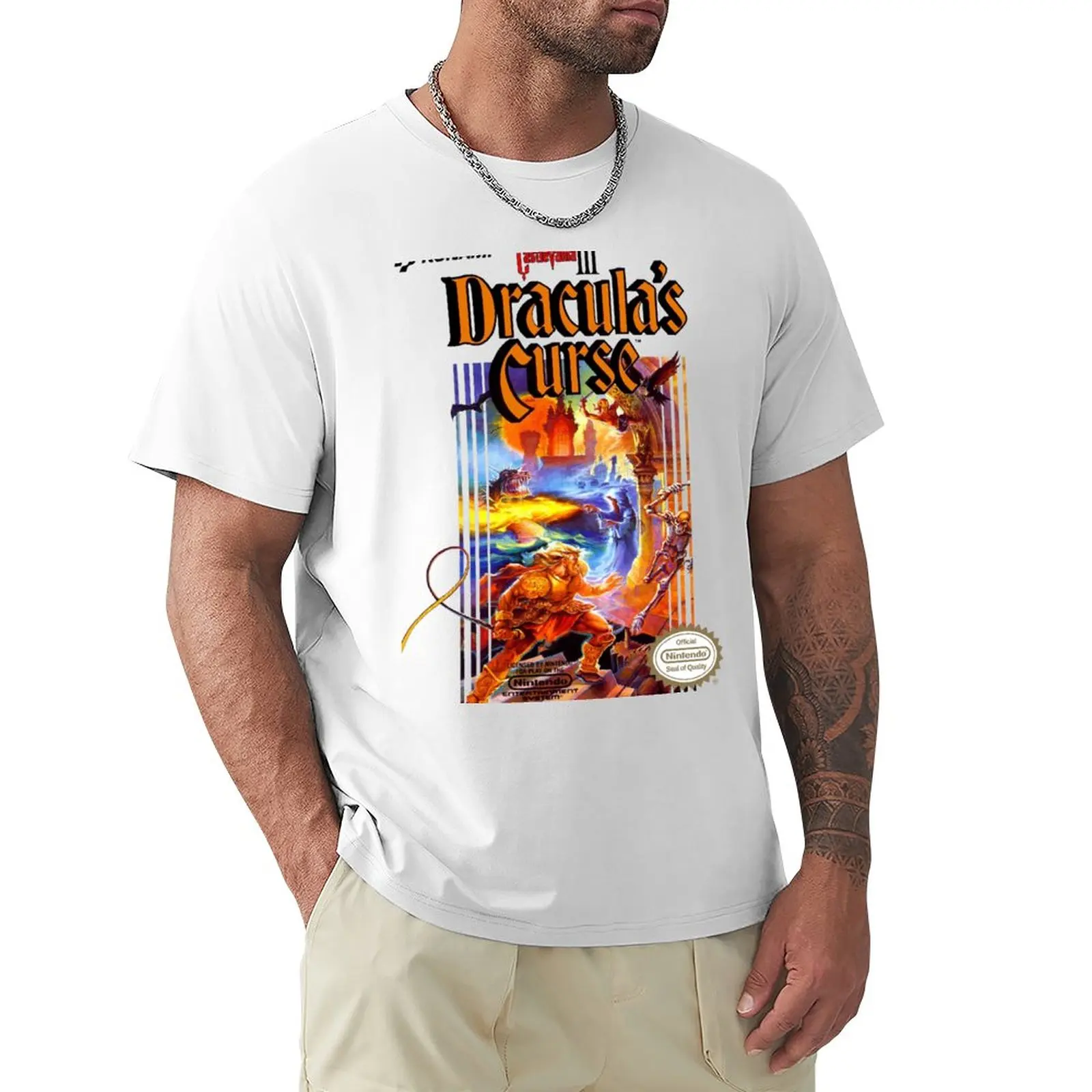 Футболка Castlevania 3, короткая эстетичная одежда, забавная футболка, мужские футболки большого и высокого размера. Изображение 0
